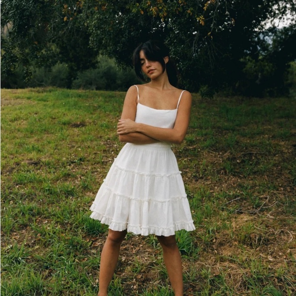 Cousin the Label White linen mini dress
